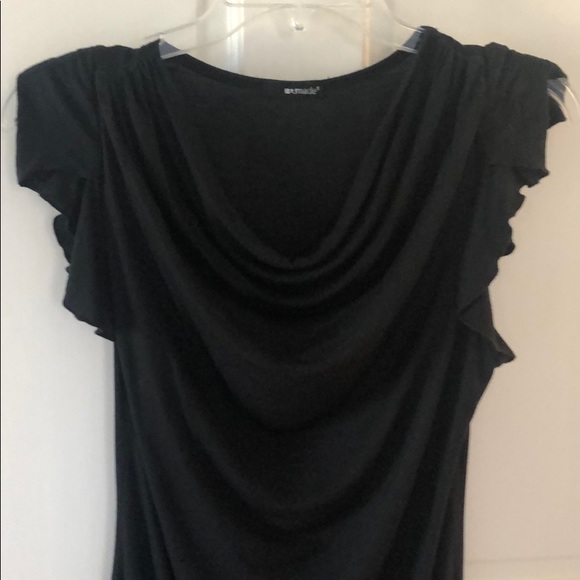 LAMade knit drape neck black dress small - Picture 3 of 6
